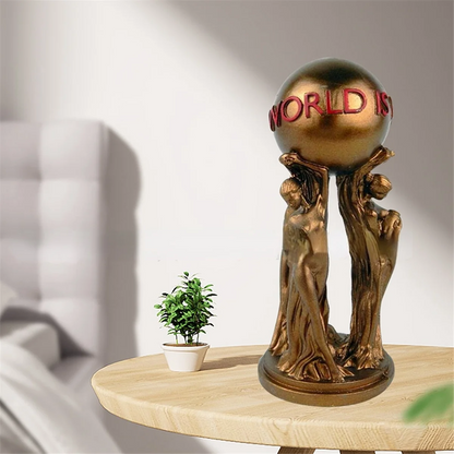 Stylish The World is Your Statue Trophy for Office Home Decoration Birthday Graduation Ceremony Resin Statue