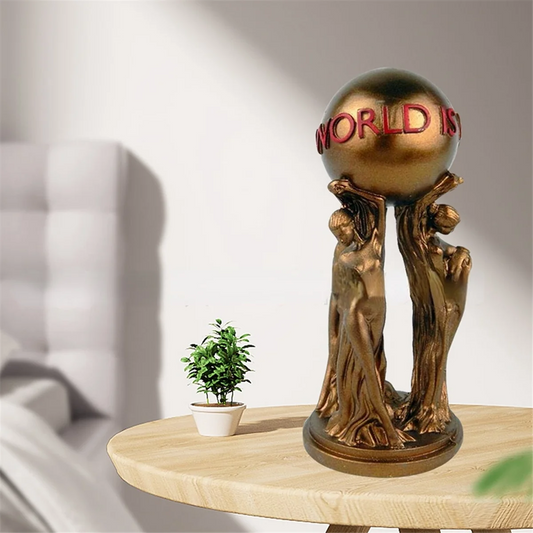 Gold Resin The World is Yours Statue Decor
