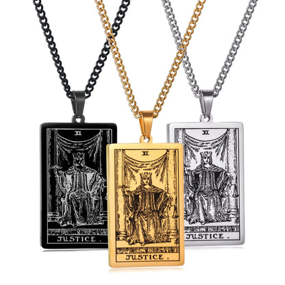Stainless Steal Tarot Card Chain Necklace