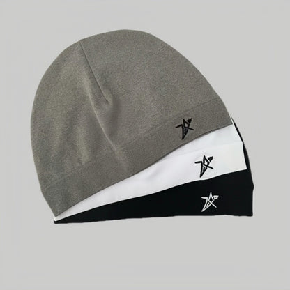 Star Embroidered Skull Cap Thin Beanie Soft Breathable Stretch Hat for Men Women Outdoor Sports Hiking Running Cycling AllSeason