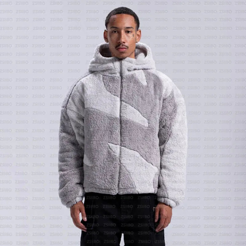 Polar Fleece Zip Up Hooded Jacket Coat