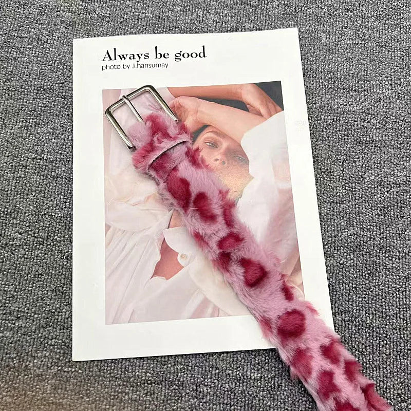 Y2k pink fur Leopard Print Belts Women Vintage Design Zebra Print Belt Punk American Chic Jeans Accessories Sexy Pin Buckle Belt