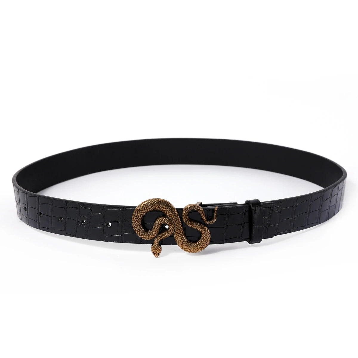 Hot Sale New Fashion Snake Belt Buckle with PU Leather Belt for Women Dress Designer Western Vintage Style Black Belts for Girls
