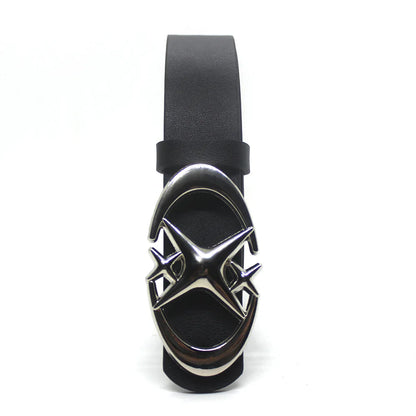 Moon Star Metal Buckle Leather Belt