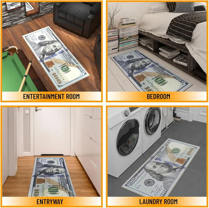 Currency Area Rug New 100 Dollar Bill Design Doormat Non-Slip Doormat for Living Room Bedroom Kitchen Indoor Outdoor Carpets (New 100 Dollar, 23.6''x15.7'')