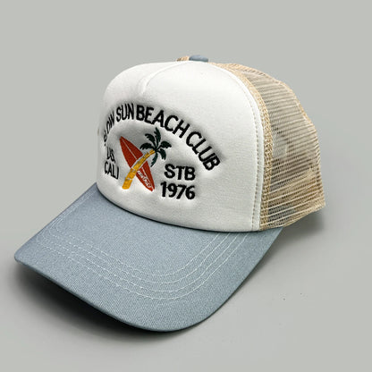 American Hip-hop Letter Embroidery Baseball Hats New Unisex Sunshade Color Block Breathable Street Versatile Mesh Trucker Caps