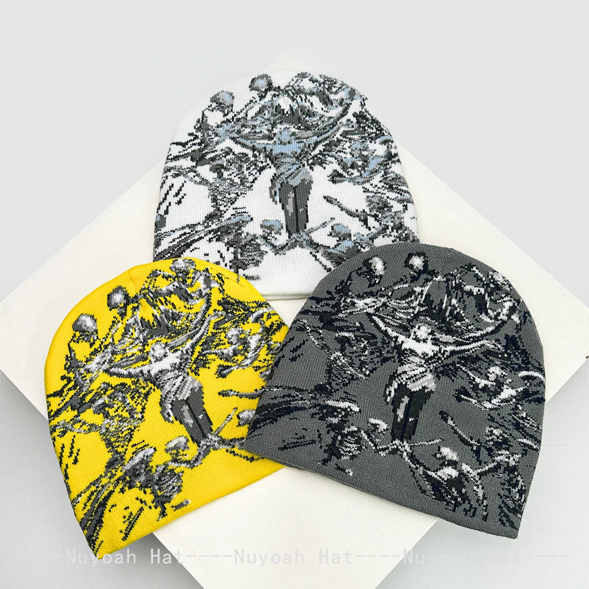 Dark Style Jacquard Angel Skull Knitted Hats Warm Hip-hop Fashion New Men Women Color Block Personal Street Beanies Versatile