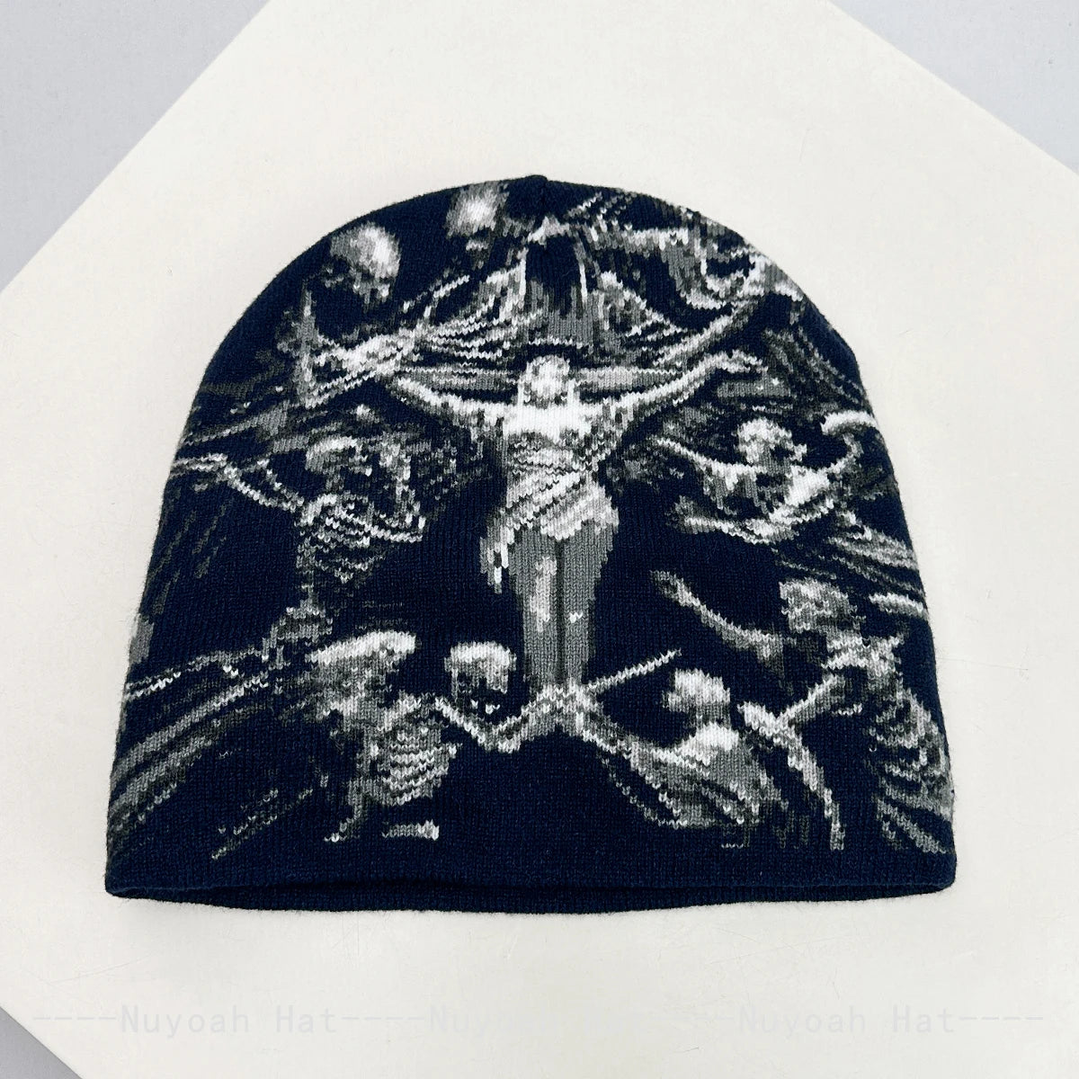 Dark Style Jacquard Angel Skull Knitted Hats Warm Hip-hop Fashion New Men Women Color Block Personal Street Beanies Versatile