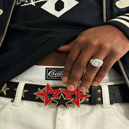 Fashion Hip Hop Y2K Retro Star Buckle Belt, Stylish Accessory for Jeans, Unisex Waistband for Men and Women, Trendy Fashion Belt