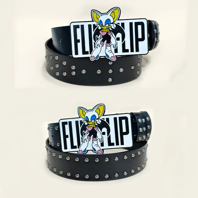 Exaggerated INS Harajuku Y2K Thousand Nights Black Speed Boy Belt Cropped Studded Decoration Belt Street Style For Men Women Chi