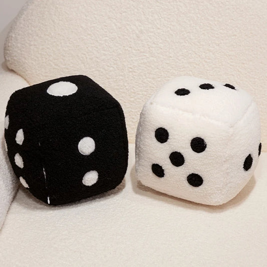 2-Piece Black & White Dice Plush Pillow