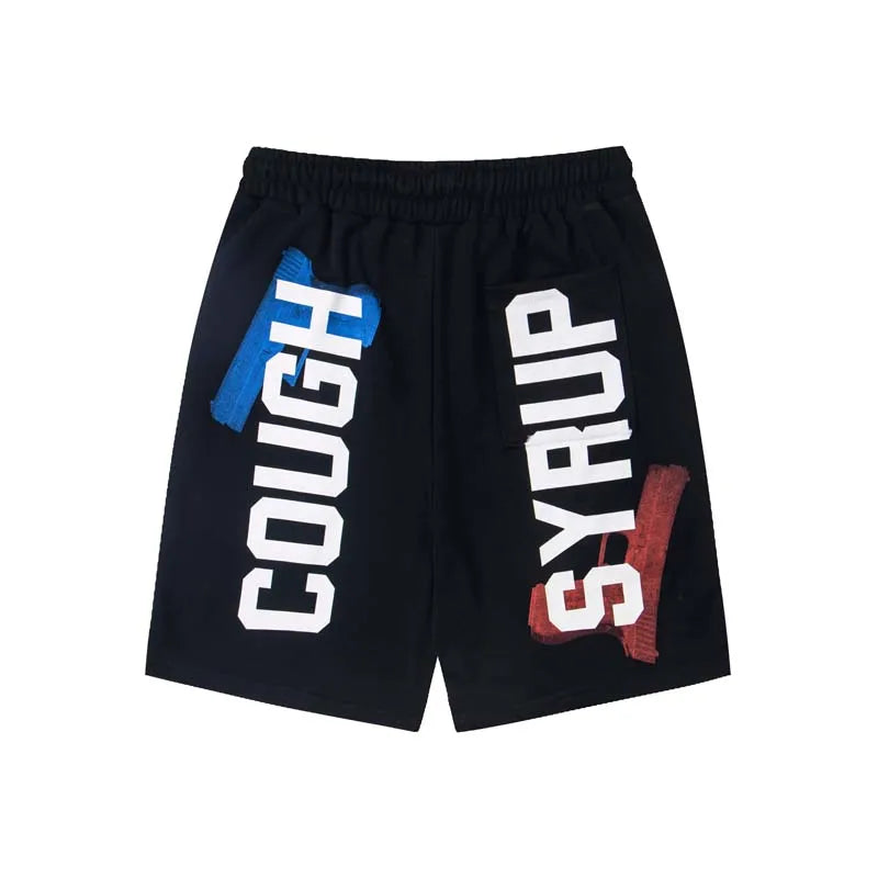 Hip Hop That's A Awful Lot of Cough Syrup Gun Print Short Pants High Quality Men Women Drawstring Black White Loose Shorts