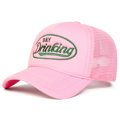 Unisex DAY DRINKING Letter Embroidery Baseball Net Caps Spring Summer Outdoor Adjustable Casual Hats Hip Hop Hat Sunscreen Hat