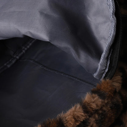 Luxury Brown Leopard Pattern Plush Womens Backpack Large Capacity Backpack Purse Multi Pocket Adjustable Straps For Commute