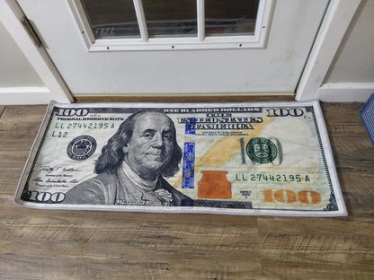 Currency Area Rug New 100 Dollar Bill Design Doormat Non-Slip Doormat for Living Room Bedroom Kitchen Indoor Outdoor Carpets (New 100 Dollar, 23.6''x15.7'')