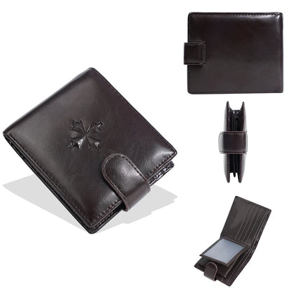 Baellerry Men's Genuine Leather Wallet Short Bifold, Large Capacity Cash Money Organizer with Multiple Card Slots, RFID Blocking