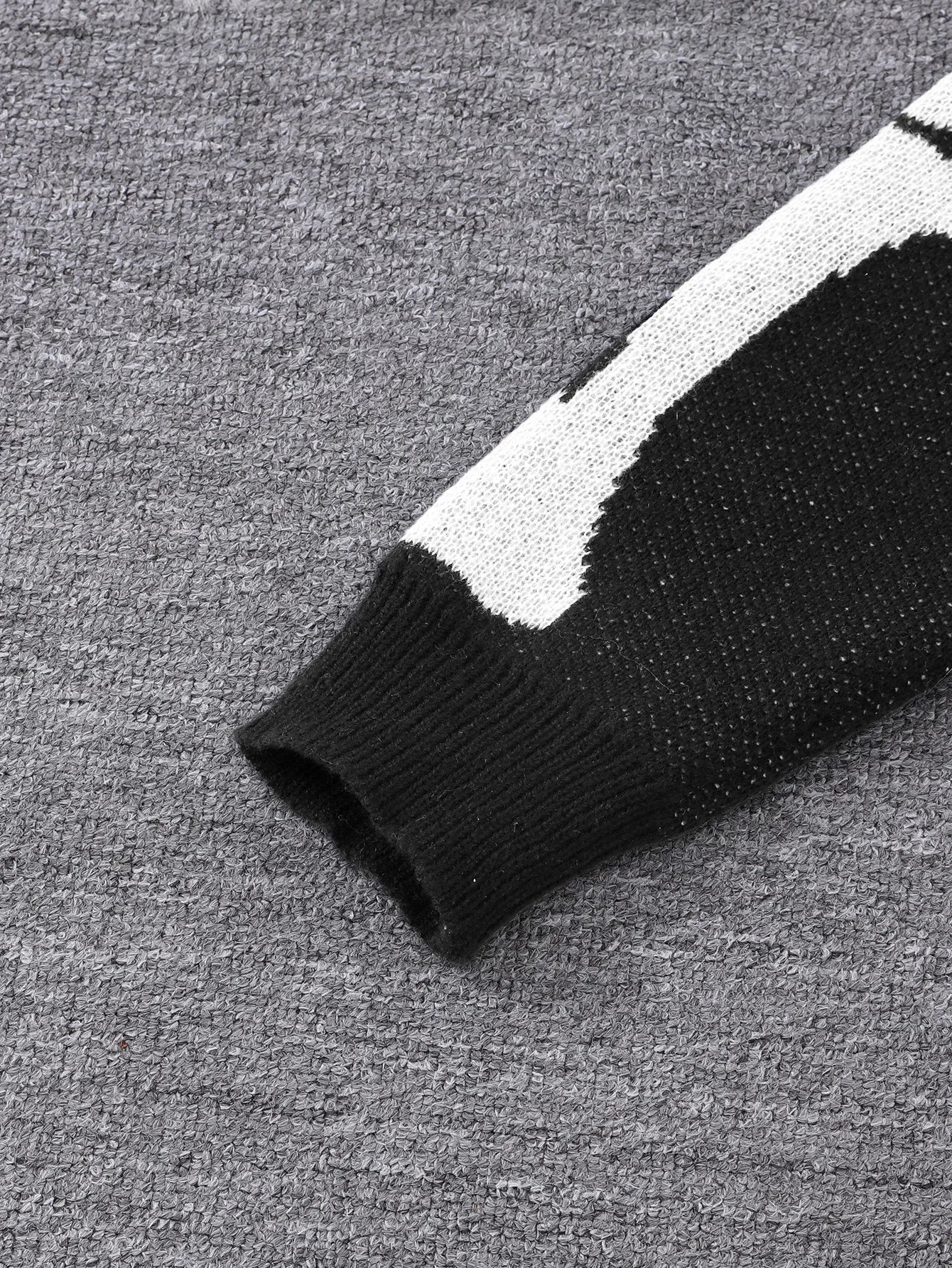 New Trendy Body Skeleton Jacquard Pattern Pullover Sweater Casual Round Neck Color-Blocking Knit Men's Pullover