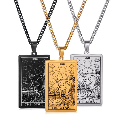 Stainless Steal Tarot Card Chain Necklace