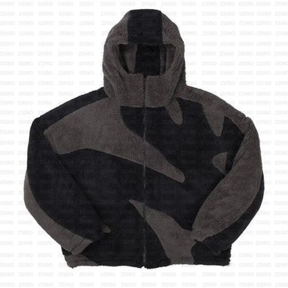 Polar Fleece Zip Up Hooded Jacket Coat