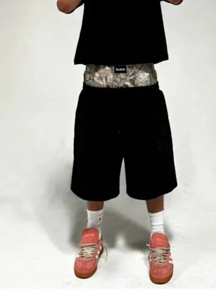 Men's oversized double-layer Gothic pants, American fashion, streetwear Y2K, Harajuku, loose fit, high waist, wide legs