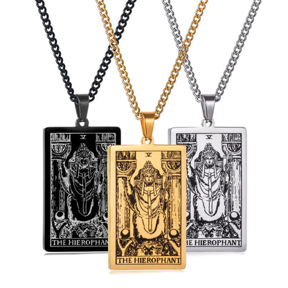 Stainless Steal Tarot Card Chain Necklace