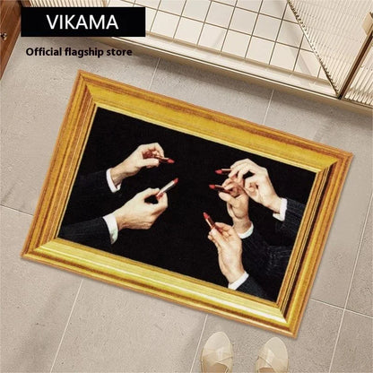 VIKAM Creative Lipstick Design Bathroom Floor Mat, Non-Slip And Water-Absorbent. Soft Home Decor Carpet For Bedrooms And Kitchen