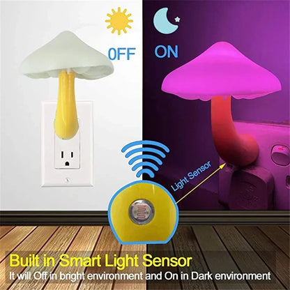 Mushroom LED Night Lights Shape Automatic Sensor Bedroom Decor US Plug Wall Lamps for Kid Children's Room Bedside Mini Lamp