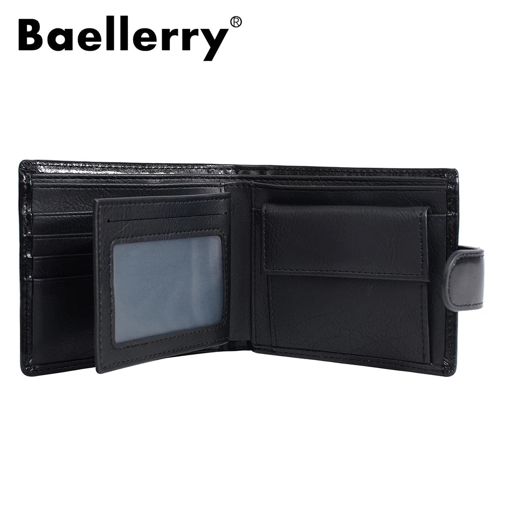 Baellerry Men's Genuine Leather Wallet Short Bifold, Large Capacity Cash Money Organizer with Multiple Card Slots, RFID Blocking