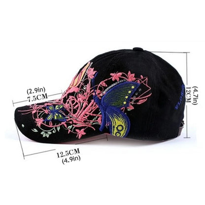 Butterfly Embroidered Baseball Cap 2022 New Spring Summer Women Casual Snapback Caps Butterflies Flower Print Outdoor Sun Hats