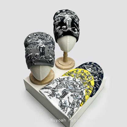 Dark Style Jacquard Angel Skull Knitted Hats Warm Hip-hop Fashion New Men Women Color Block Personal Street Beanies Versatile