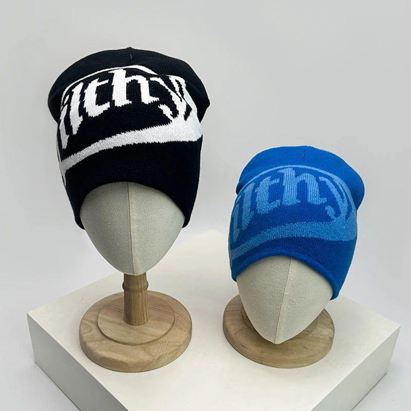 Autumn and Winter New Unisex European Style Letter Knitted Hats Warm Hip Hop Versatile Street Beanies Outdoor Fashion Skate Rap