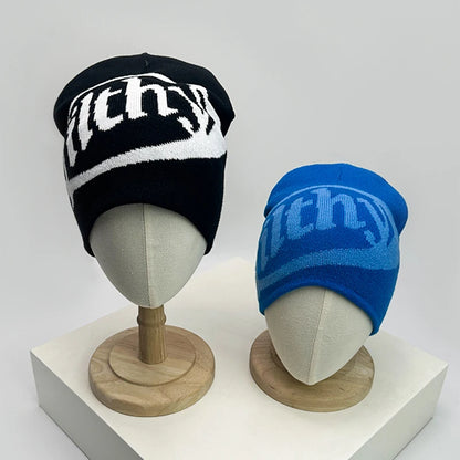 Autumn and Winter New Unisex European Style Letter Knitted Hats Warm Hip Hop Versatile Street Beanies Outdoor Fashion Skate Rap