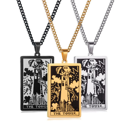 Stainless Steal Tarot Card Chain Necklace