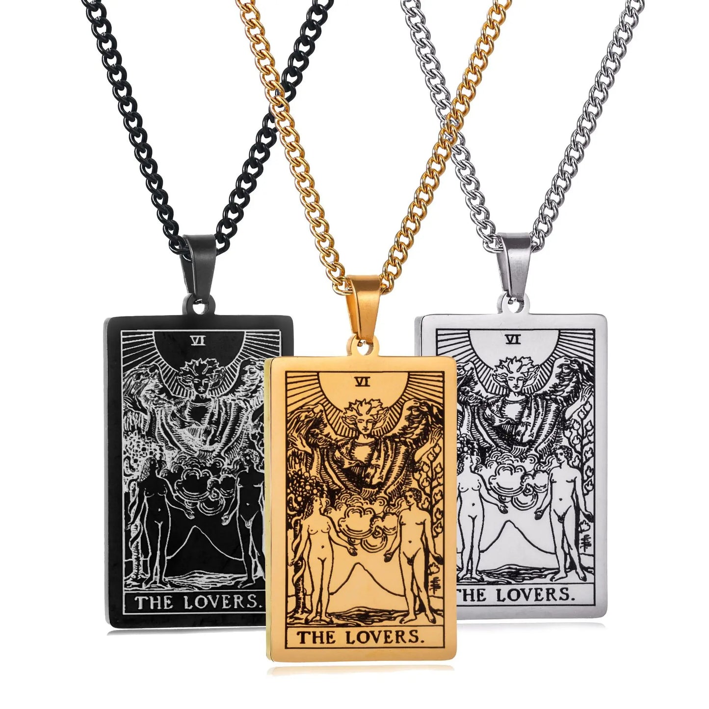 Stainless Steal Tarot Card Chain Necklace