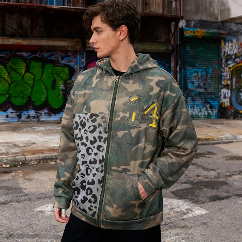 Camo Leopard 14 Graphic Zip Up Hoodie
