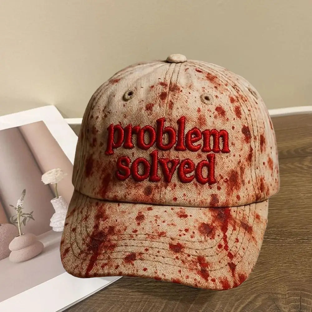 Problem Solved Blood Splatter Graphic Baseball Cap