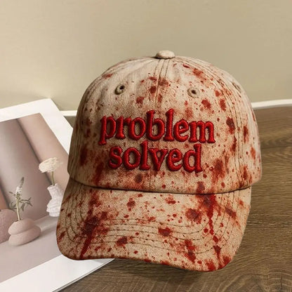 Problem Solved Blood Splatter Graphic Baseball Cap