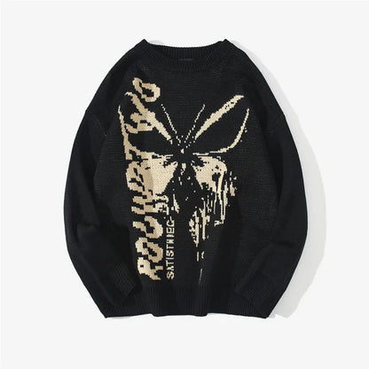 FGKKS Spring Fashion Sweater Men's Butterfly Pattern Knitted Warm Quality Design Sweater For Male Pullover