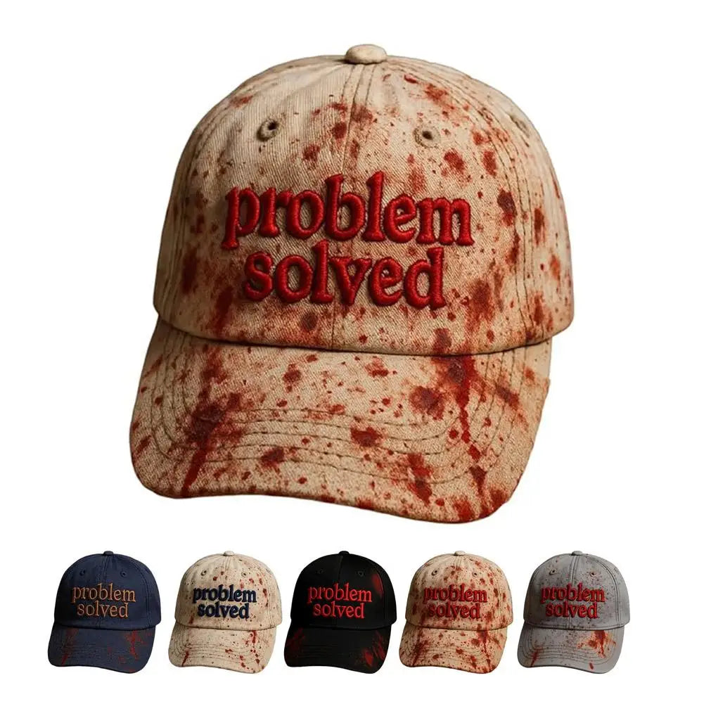 Problem Solved Blood Splatter Graphic Baseball Cap