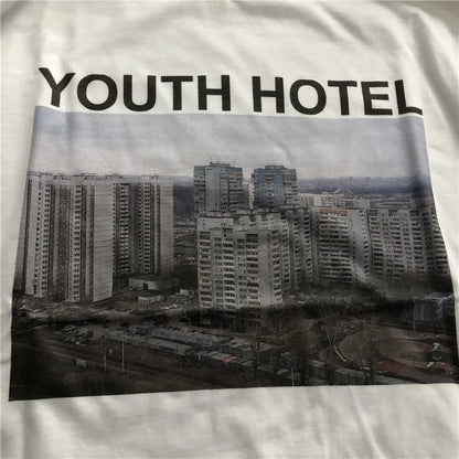 Gosha Building Long Sleeve Youth Hotel Russian  032c HD Digital Print Loose Tide Brand