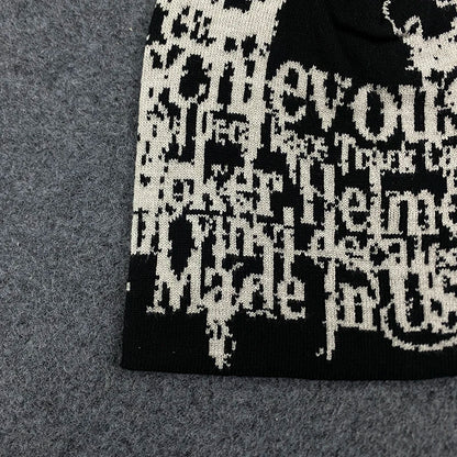 Gothic Dragon Print Letter Graphic Beanie Women 2026 Black Y2K Punk Streetwear Hat