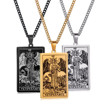 Stainless Steal Tarot Card Chain Necklace