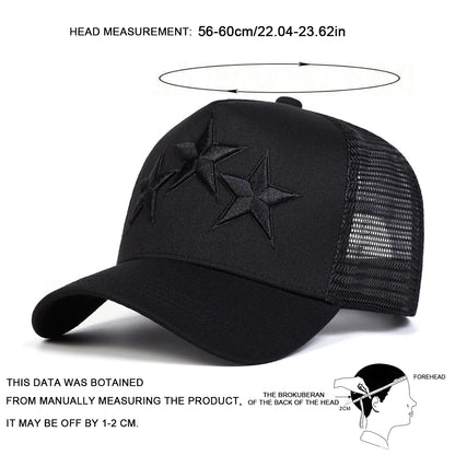 Unisex Pentagram Embroidery Baseball Net Caps Spring and Summer Outdoor Adjustable Casual Hats Sunscreen Hat Sports Cap