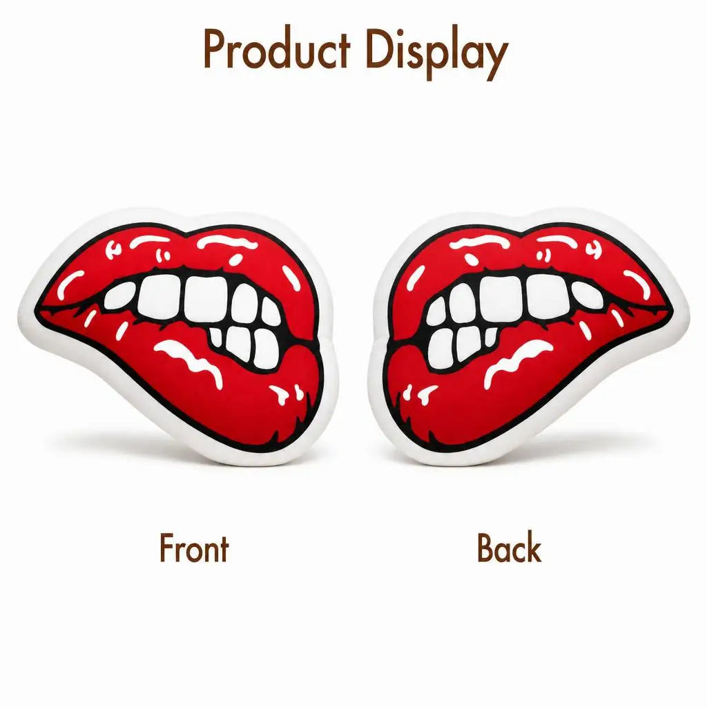Red Lips Shaped Throw Pillow
