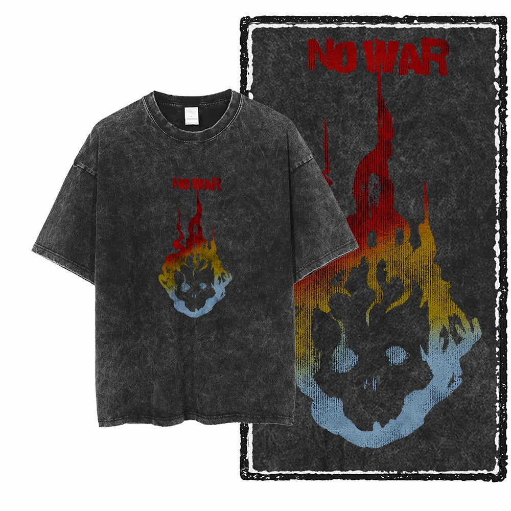 Black Vintage No War Unisex Cotton T-Shirt
