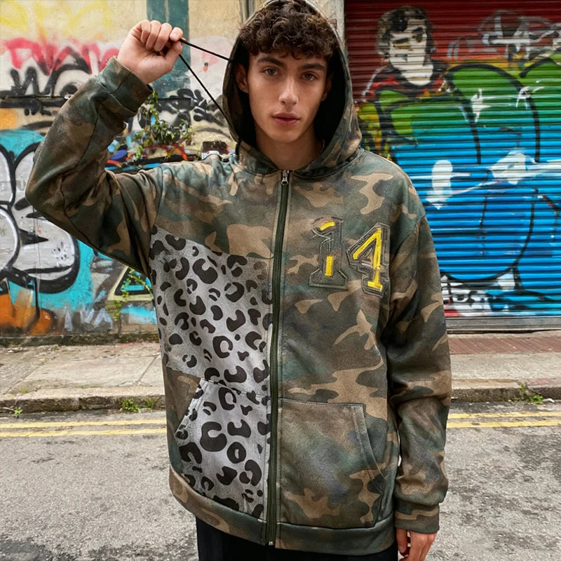 Camo Leopard 14 Graphic Zip Up Hoodie