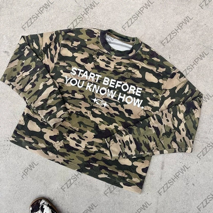 Camouflage Harajuku Graphic Print Punk Men Y2k Long sleeve Top Streetwear Casual Long sleeve T-shirt Rock Gothic Clothes Hip Hop