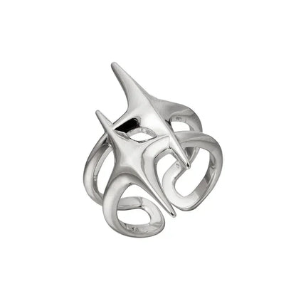 Silver Spike Star Design Ring