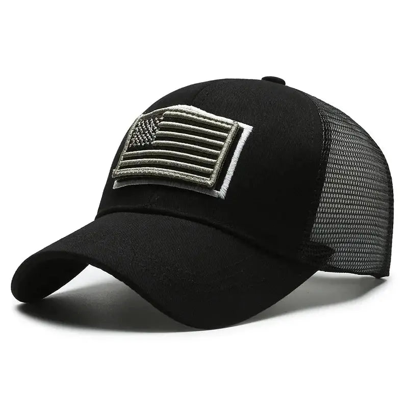 American Flag Camouflage Sticker Embroidered Baseball Cap Net Hat Men Outdoor Velcro Cap