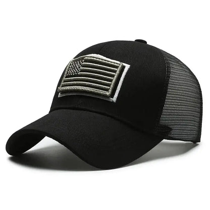 American Flag Camouflage Sticker Embroidered Baseball Cap Net Hat Men Outdoor Velcro Cap